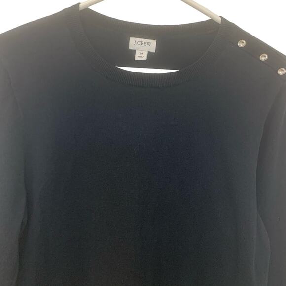 J Crew Black Pullover Sweater M Womens Soft Knit Rhinestone Buttons Long Sleeves - Picture 4 of 10